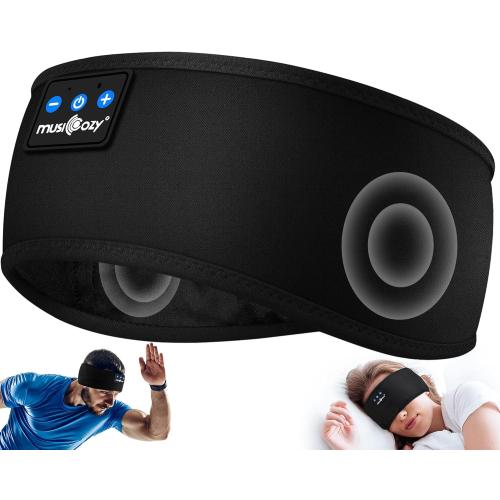 MUSICOZY Sleep Headphones Bluetooth 5.4 Headband, Sports Wireless Earphones Sweat Resistant Earbuds Sleeping Headphone with Ultra-Thin HD Stereo Speaker for Workout Running Cool Gadgets Unique Gifts