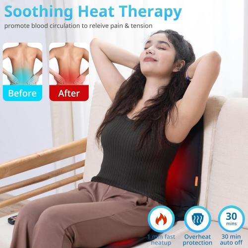 10 Vibration Motors, Massage Seat Cushion with Heat,Back Massager for Chair Back Massager Heated Seat Cover Massage Chair Pad for Pain Relief Home Office Use