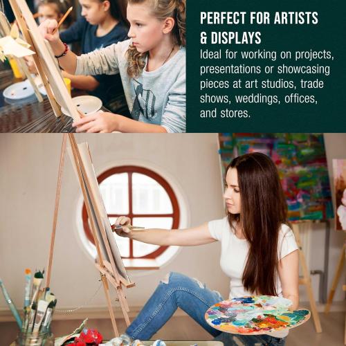 U.S. Art Supply 64 Wooden Easel Stand - Adjustable A-Frame Tripod for Painting, Drawing, Photos & Signs - Lightweight Easels, Wood Easel Stand for Sign Wedding Display 40 Canvas Capacity