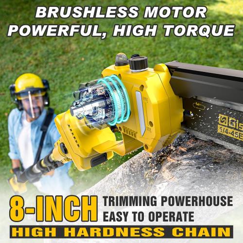 2-in-1 Electric Pole Saws for Tree Trimming,8 Mini Chainsaw Cordless with Extension Pole, 1000W Brushless Motor,Auto Oiling,15.58 FT Max Reach Extension Pole for Outdoors Pruning with 2×Batteries