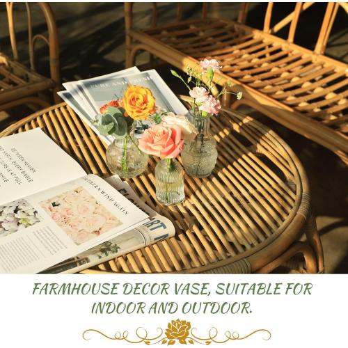 Glass Bud Vase Set of 22, Small Vases for Flowers, Clear Centerpieces, Mini in Bulk Rustic Wedding Decorations, Vintage Look Home Table Flower Decor