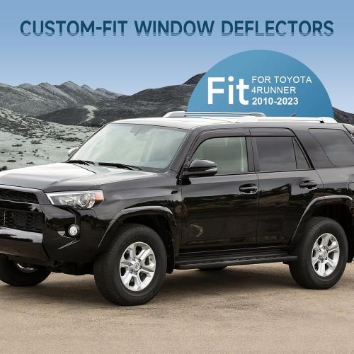 Rain Guards Fit for Toyota 4Runner 2010-2024, Durable Tape-on Window Deflectors, Wind Deflector Sun Guard, 2010-2024 4Runner Rain Guard, Black 4 pcs