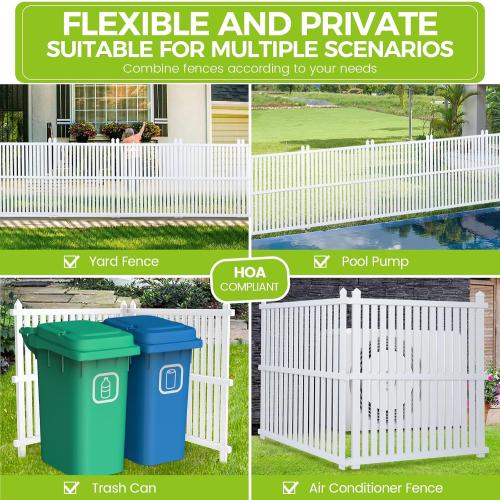 ‼️could have missing pieces or possibly stains ‼️Air Conditioner Fence 48 W X 48 H Trash Can Fence Pool Equipment Enclosure Vinyl Privacy Fence Outdoor No Dig Privacy Fence 3 Panels with Metal Stake, White