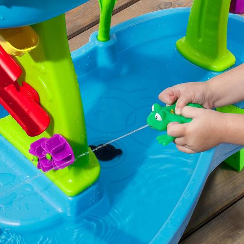 Step2 Rain Showers Splash Pond Water Table, Kids Water and Sand Activity Sensory Playset, Summer Outdoor Toys, 13 Piece Water Toy Accessories, For Toddlers 1.5  Years Old, Blue & Green