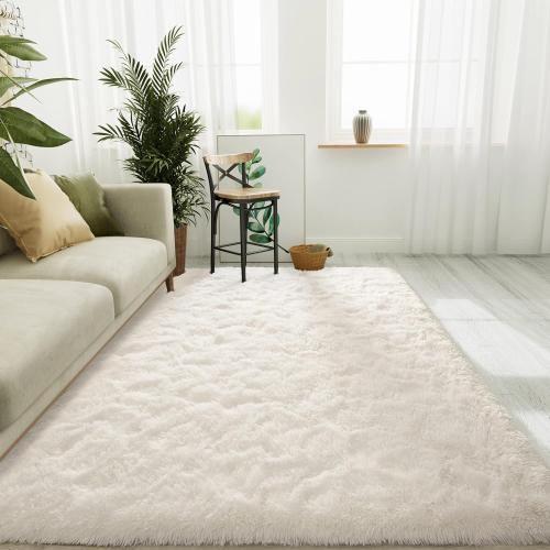 LOCHAS Ultra Soft Indoor Modern Area Rugs Fluffy Living Room Carpets for Children Bedroom Home Decor Nursery Rug 4x6 Feet, White