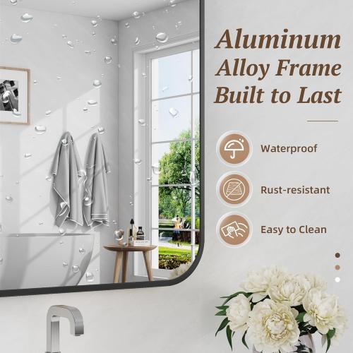 Bathroom Mirror 48 x 30, Large Rectangle Wall Mirror, Black Metal Frame Wall Mounted Mirrors for Bathroom, Vanity, Bedroom, Entryway Decor(Horizontal/Vertical)