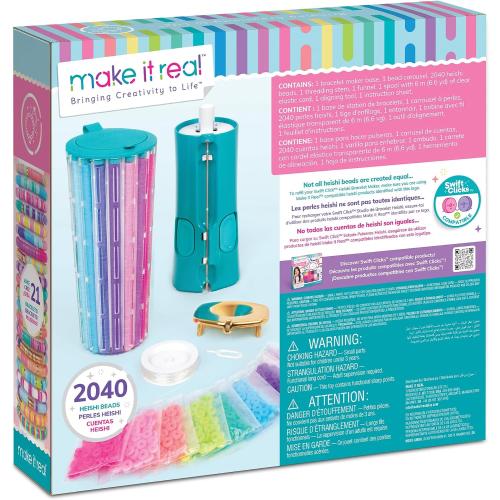 Make It Real: Swift Clicks - Heishi Bracelet Maker - 2047pc, DIY Jewelry Craft Kit, Design & Make 23 Bead Bracelets, Rotate-Click-Wear, Girls Kids 8
