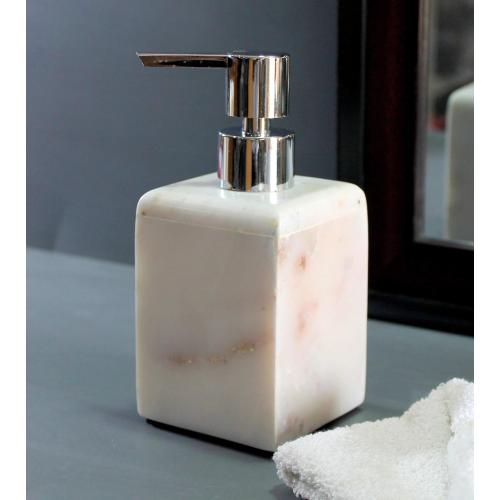 Soap/Lotion Dispenser - Made of Genuine Indian Marble - Luxury Bathroom Accessories Bath Set - White
