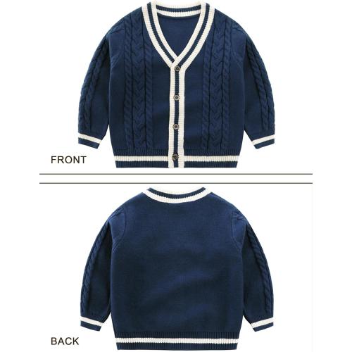Wei Juan Toddler Knitted Cardigans Long Sleeve Button Down V-neck Sweater Kid Boy Girl Knitwear Cotton Coat Fall Winter Spring