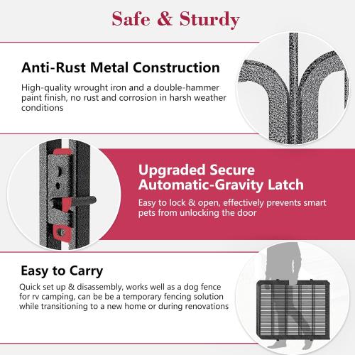 Dog Playpen,  Size 32inch 10 Panels Outdoor Dog Fence Indoor Dog Pen Anti-Rust Pet Puppy Pen Dog Exercise Pen with Lock for Medium Small Dogs, Portable Pet Fence for Yard RV Camping