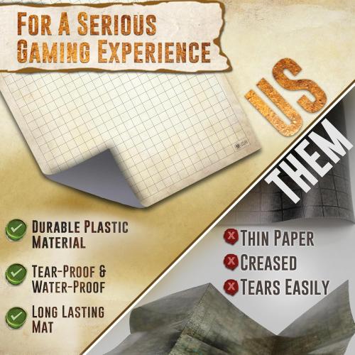 Melee Mats DND Map Starter Kit for Dungeons & Dragons Game - 24” x 36, Wet/Dry Erase Battle Terrain Grid - Ultimate Tabletop Gaming Experience with Accessories
