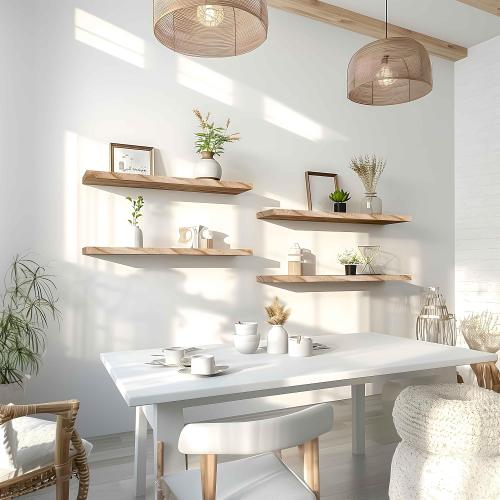 GXYAWPJ 24 Inch Floating Shelves for Wall Rustic Light Wood Wall Shelves for Bedroom Set of 4