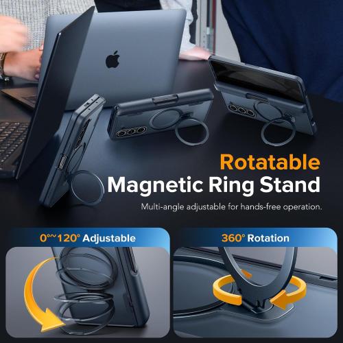 MOBOSI for Z Fold 5 Case with Rotatable Ring Stand & Privacy Screen Protector, Compatible with Magsafe, 18FT MIL-Grade Protection, Magnetic Shockproof Slim Case for Samsung Galaxy Z Fold5, Black