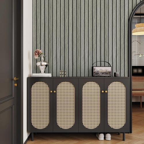 Grey Wood Grain Slat Panels for Interior Wall Decor 197x23.6 Peel and Stick 3D Textured Fluted Wood Panels Self Adhesive Acoustic Wooden Paneling Wallpaper for Bedroom Living Room Studio