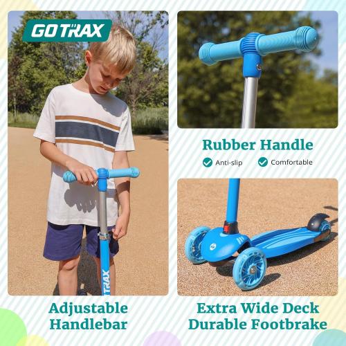 Gotrax KS1 Kids Kick Scooter, LED Lighted Wheels and 3 Adjustable Height Handlebars, Lean-to-Steer & Widen Anti-Slip Deck, 3 Wheel Scooter for Boys & Girls Ages 2-8 and up to 110 Lbs
