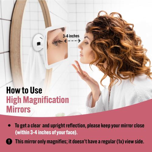 MIRRORVANA 10X Magnifying Makeup Mirror with Suction Cup - Suitable for Cosmetic, Vanity, Bathroom, and Travel Use - Designed for Precise Makeup Application and Skin Care - 6.3 x 6.3 (Square)