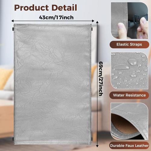 Headrest Cover for Recliner Chair Recliner Headrest Protector Faux Leather Headrest Cover with Elastic Straps Couch Headrest Cover for Furniture Sofa Protector 17 x 27In(Light Gray)