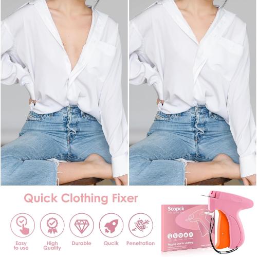 Stitch Gun for Clothes - Handheld Stitch Gun Quick Clothing Fixer - Tagging Gun - Includes 6 Needle, 1000 Black Fasteners & 1000 White Fasteners