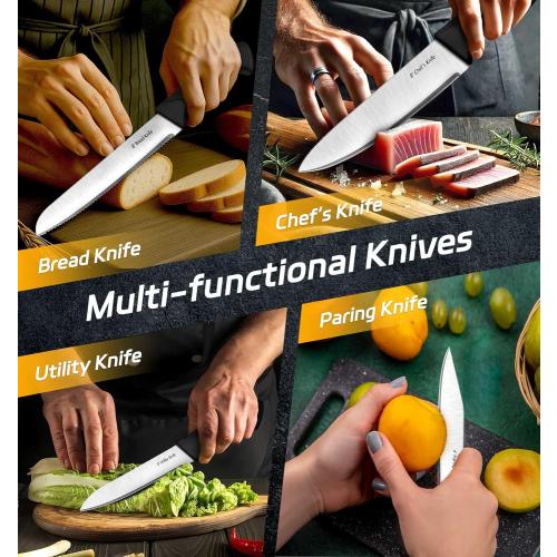 Knife Set, 14-Piece Kitchen Knife Set, German High Carbon Stainless Steel, Durable Knife Block, Black