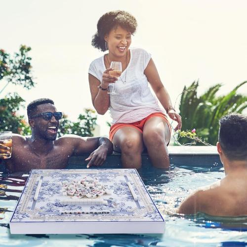 19x19 Inches Mahjong Floating Game Table for Pool Adults Pool Games Tray for Mahjong Card Games Dominoes Poker Floater Tables for Indoor Outdoor Swimming Pool Hot Tub Lake(Blue)