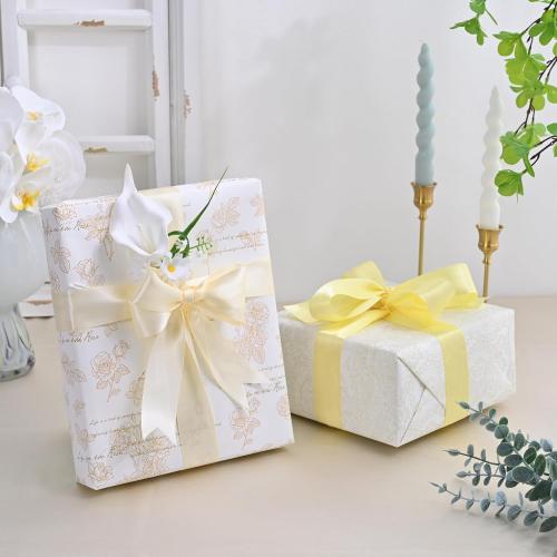 Double Face Ivory Satin Ribbon 1-1/2 inch X 50 Yards Polyester Ivory Ribbon 2 pack