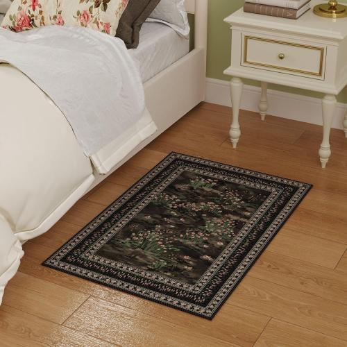 Rugcomf 2x3 Rug Abstract Vintage Indoor Door Mat Machine Washable Small Area Rug Non-Slip Low Pile Throw Rugs for Entryway Kitchen Front Door Indoor Entrance Entry Kids Room, Black