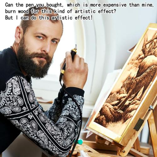 LH55-3-3 Wood Burner kit Wood Burning Tool Pen 200~750℃, Wood Burning kit with Digital Thermometer Temperature Adjustable Temperature 3 pyrographic Wood Burning pens 37 Wood Burning Pen Tips