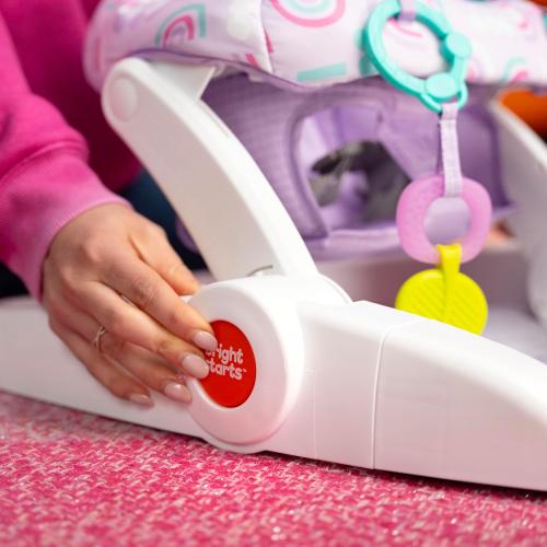 Bright Starts Learn-to-Sit Baby Floor Seat, 2-Positions Grow with Infant, Portable Baby Chair, Includes Sensory Toys, Unisex, 4-12 Months, Purple Paradise