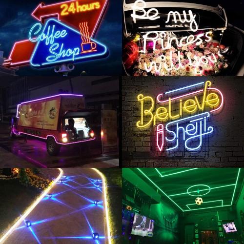 Neon Led Type AC 110-120V LED NEON Light Strip, Flexible/Waterproof/Dimmable/Multi-Modes LED Rope Light   23 Keys Remote for Home/Garden/Building Decoration (16.4ft/5m, Red)