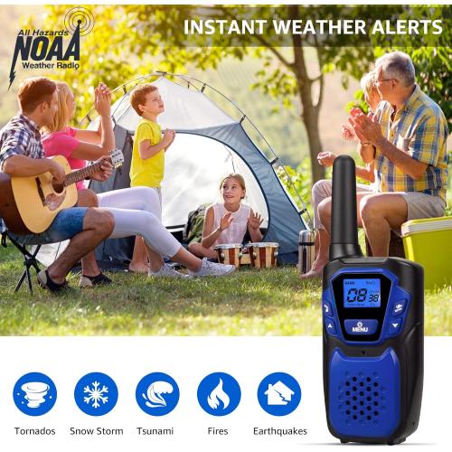 Walkie Talkies for Adult,Rechargeable Long Range Walky Talky with Batteries and Charger,Portable Two Way Radio with NOAA Weather Alert for Hiking Camping and Skiing(Blue and Orange2 Pack)