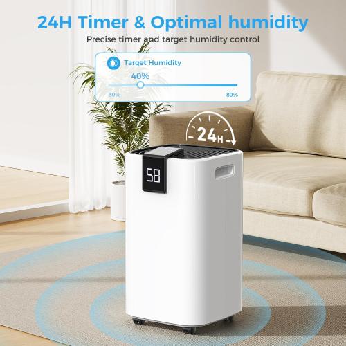 4000 sq.ft Dehumidifier for Basement, Trazico 45 Pint Dehumidifiers for Home with Drain Hose, Smart Humidity Control, 24H Timer, Auto Defrost, Ideal for Large Room, Bathroom, Bedroom, Garage, Black
