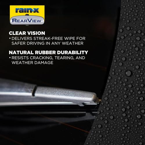 Rain-X 850214 RearView Wiper Blade 14, OEM Replacement Rear Windshield Wiper, Interchangeable Adapter for Easy Installation, All-Weather & All-Season Performance, Composite