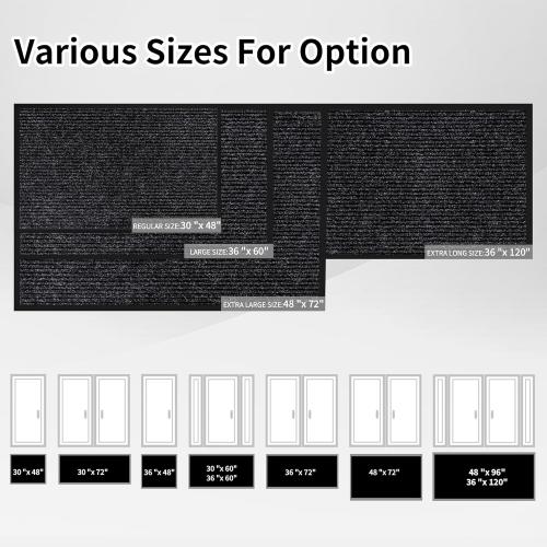 Front Door Mat Indoor Outdoor Entrance Size, 36 x 72 All-Season Heavy Duty Waterproof Doormat, Non-Slip Absorbent Entryway Mat, Easy to Clean, Low Profile Commercial Floor Mat for Indoor Outdoor
