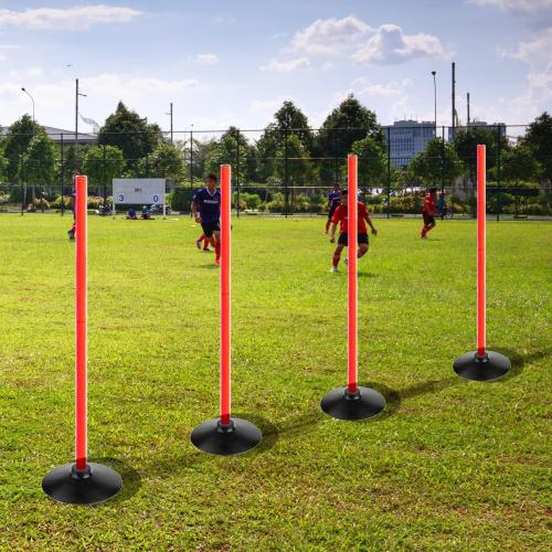 Orange Soccer Agility Poles Set Detachable Sports Trainning Speed Pole Slalom Poles with Rubber Base Sport Traning Equipment