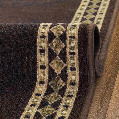 Antep Rugs Alfombras Modern Bordered 2x7 Non-Skid (Non-Slip) Low Profile Pile Rubber Backing Indoor Area Runner Rugs (Brown Beige, 2' x 7')