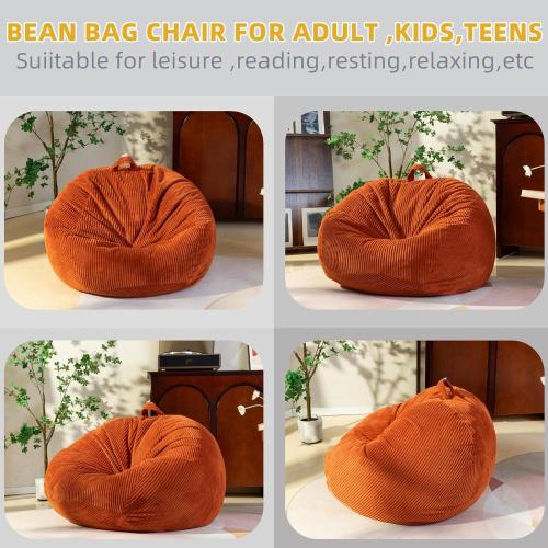 Stuffed Animal Storage Bean Bag Cover (No Filler), Corduroy Kids & Toddler Bean Bag Chair for Teens & Adults, Toy Storage Organizer, Comfy Sofa for Playroom (Cover Only)