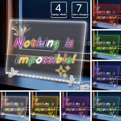 LED Note Board with App Control, 7 Colors 13.7x10 Light Up Acrylic Dry Erase Board, Drawing & Writing Board, Perfect Holiday Gift for Christmas Kids Girls