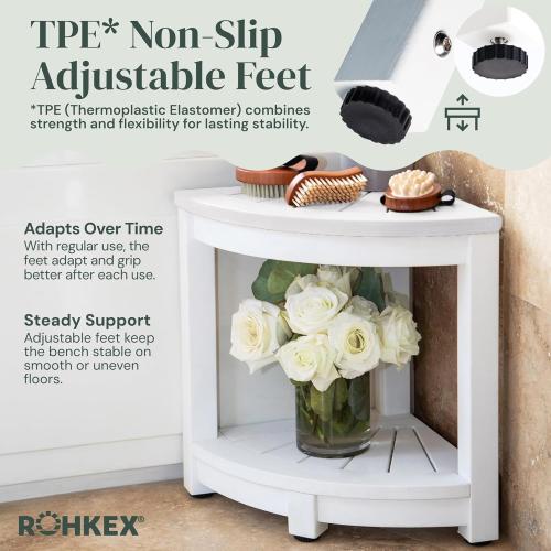 Waterproof Corner Shower Stool - White Waterproof Shower Bench for Shaving Legs & to Sit On - Easily Assembled Corner Bench & Shelf - Restroom Organizer - Restroom Home Decor