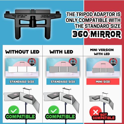 LIPFISBARBERSHOP.COM Tripod Adapter for Standard Size 360° Mirror – Compatible with Adjustable Tripods for Stable, Precise Positioning | Fits standard-size 360° trifold mirrors - Tripod   Adapter   Tray included - Adjustable height till 6.6for haircuts, fade