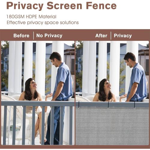 SUNNY GUARD 2.5/2.6/3/3.3/4/5/6/8 Balcony Privacy Screen Fence, Apartments Railing, Heavy Duty Wind Block Screen for Outdoor,Porch,Patio,Deck Privacy, size unknow Grey（We Make Custom Sizes）