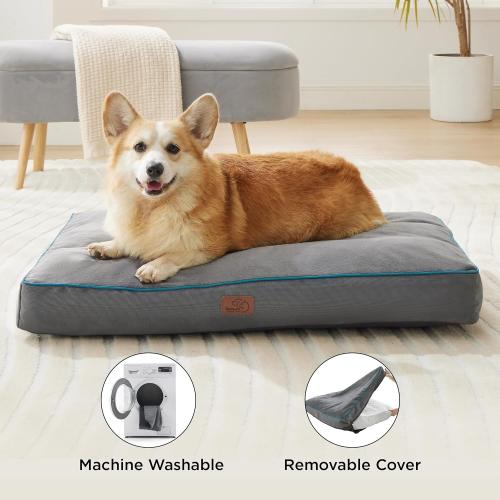 Bedsure Washable Dog Beds Large Sized Dog - 3 Inch Thicken Up to 80lbs Pet Mat Pillows with Removable Washable Cover, Grey