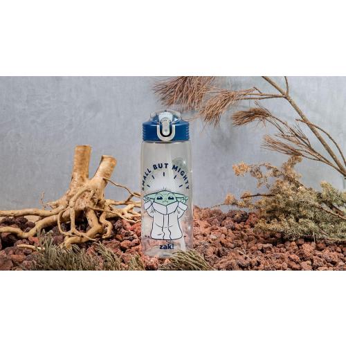 Zak Designs Star Wars The Mandalorian Water Bottle For School or Travel, 25 oz Durable Plastic Water Bottle With Straw, Handle, and Leak-Proof, Pop-Up Spout Cover (Grogu/The Child)