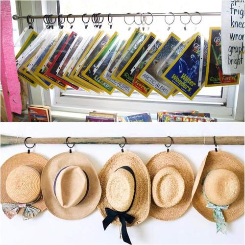 42 Pack Curtain Rings with Clips 1.26 Interior Diameter,Metal Drapery Ring with Clips Compatible with up to 1 inch Drapery Rod,Strong Vintage Decorative Rustproof Drapery Ring with Hooks(Black)