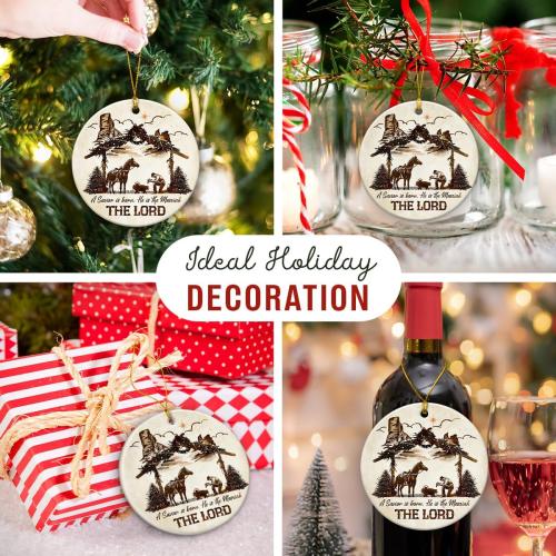 Nativity Christmas Ornaments 2026 - Praying Cowboy Kneeling Nativity Scene Ornament, Christian Ceramic Ornament - Faith Religious Gifts for Men Women, Country Western Cowboy Gifts Idea