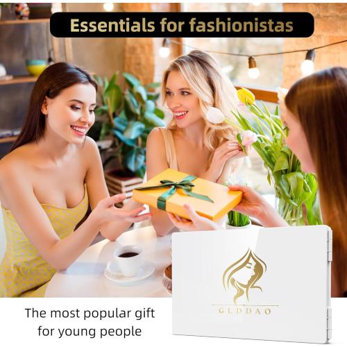 LED 3 Way Mirror to See Back of Head 360 Mirror for Women for Braiding Hair Telescoping Hooks Anti-Fog HD Glass Three Way for Self Hair Cutting Makeup Trifold