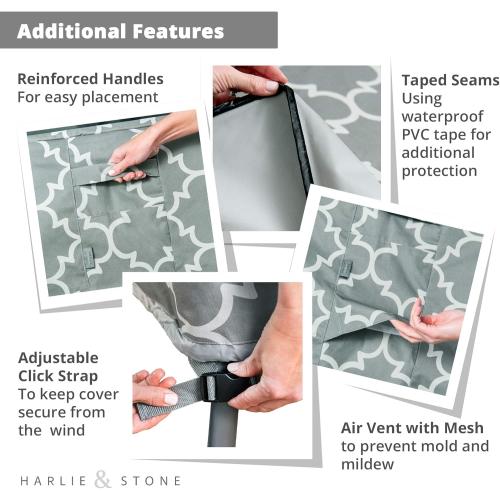 Harlie & Stone Rectangle Patio Table Cover, Heavy Duty Outdoor Table Covers Waterproof Rectangular, Durable & Fade Resistant Outdoor Dining Table Cover (Large 108”(L) x 84(W) x28(H)