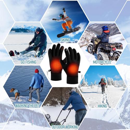 Heated Gloves for Men Women, Continuous USB Power Full Finger Hand Warmers 3 Levels Temperature Thermal Heated Mittens Double-Sided Heating Winter Gifts for Outdoor Skiing Cycling Hiking
