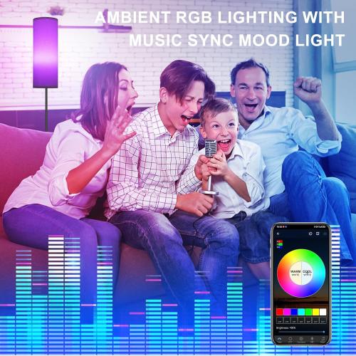 FRIDEKO HOME Floor Lamp, 9W 800LM Color Changing Smart Bulb, White Shade