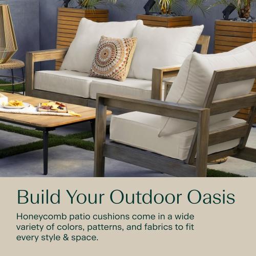 Honeycomb Outdoor Heritage Deep Seat, 24 x 23, Cabana Stripe Tan Chair Cushion with Removable Cover, for Patio Furniture