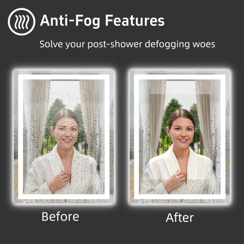 32x 24 LED Bathroom Mirror with Lights, Dimmable, Double Lights, Backlit   Front Lit, 3 Colors Led Mirror for Bathroom, Lighted Bathroom Vanity Mirror, Tempered Glass(Horizontal/Vertical)
